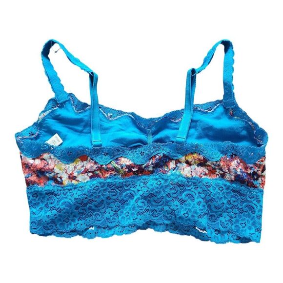 NWT Soma Bralette Medium Women Blue Lace Floral Ruched Square Neck‎ Adjustable - Picture 2 of 8